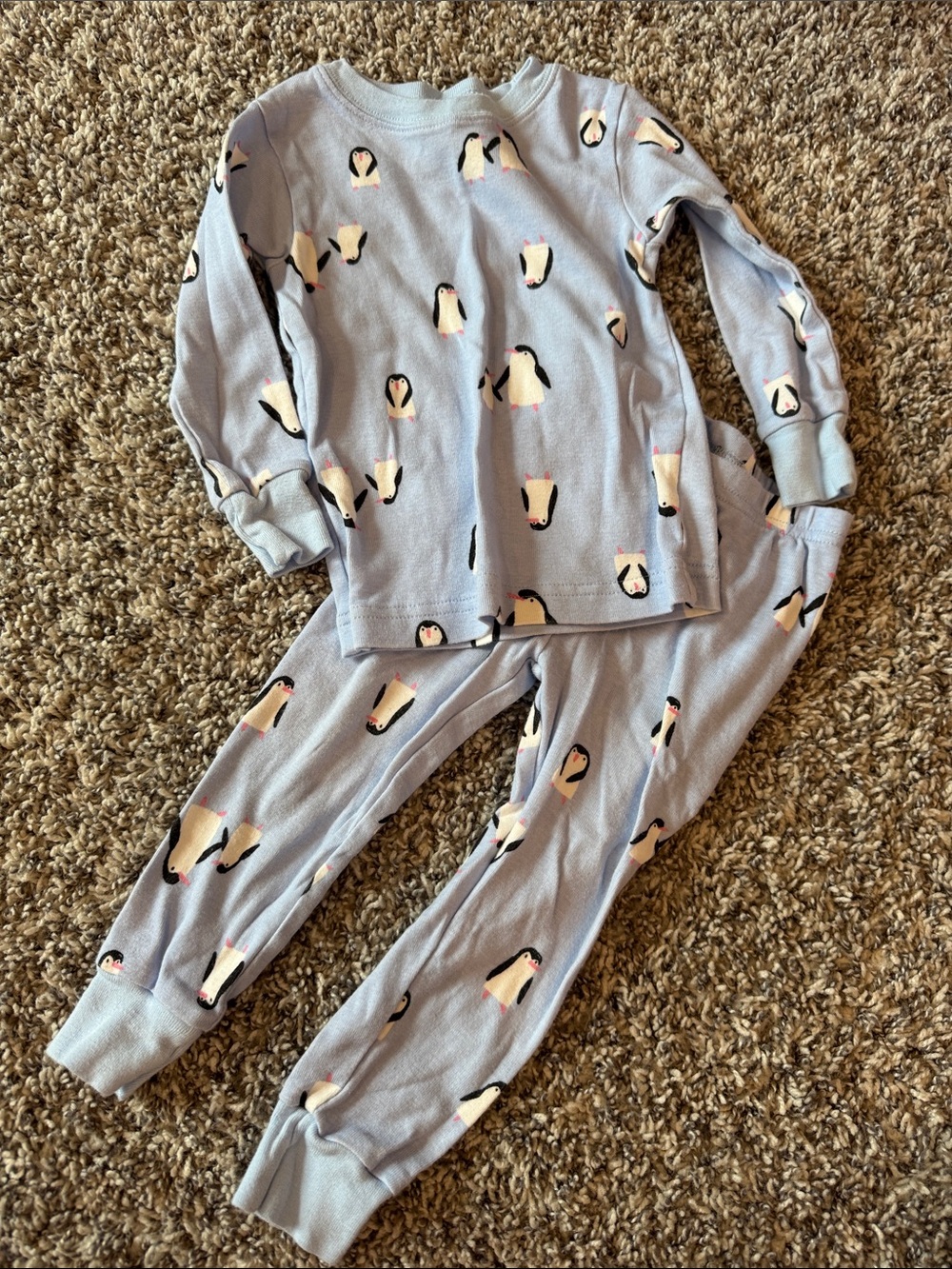Carter's Light Blue Penguin Print Kids Pajama Set